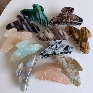 Large Acetate Hair Claw Clip French Vintage Marble Pattern Tortoiseshell Shark Clip Fashion Hair Accessory For Women Thick Hair