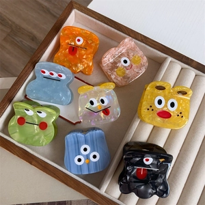 Cartoon Monster Acetate Hair Claw Clips Cute Animal Shape Hair Accessories For Women Playful Colorful Marble Texture Hair Clamps