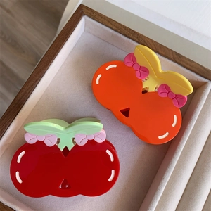 Acetate Cherry Fruit Hair Claws Sweet Cute Large Shark Clips With Bow Decoration For Women Girls Hair Accessories