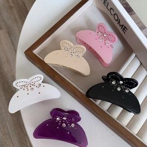 Pince à Cheveux Papillon Douce en Acétate avec Strass Accessoires de Cheveux Faits à la Main Style Coréen Élégant