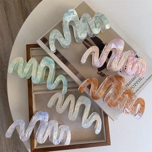 Grande Pince à Cheveux en Acétate Courbe en Vague Forme de S Motif Marbré pour Cheveux Epais Accessoires Cheveux Femme