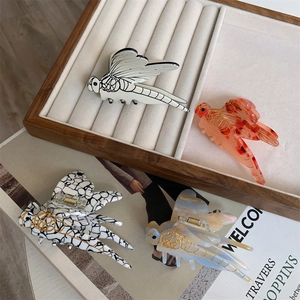 Creative Dragonfly Shaped Acetate Hair Claw Clip For Women Girls Animal Design Marble Pattern Handmade Hair Accessories