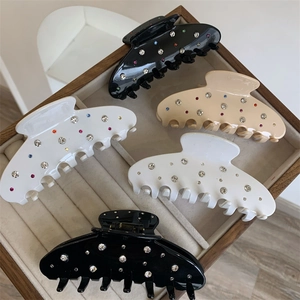 Pince à Cheveux Y2K en Acétate de Cellulose Avec Strass Colorés Nœud Papillon Pince Requin Accessoires Cheveux Femme