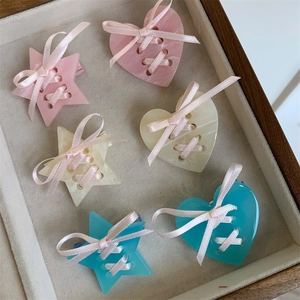 Ensemble de pinces à cheveux style ballet avec nœuds et étoiles aux tons pastel