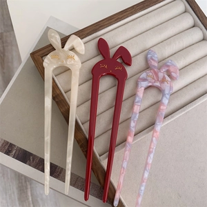 Forcine per capelli in acetato con orecchie di coniglio per acconciature eleganti