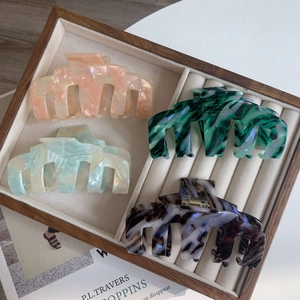 Grande Pince à Cheveux en Acétate Vintage Motif de Marbre Artistique Barrette Antidérapante Accessoires de Cheveux Femme