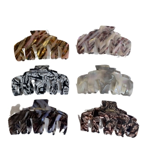 Lot de 6 pinces à cheveux en acétate avec motifs de tortue et de marbre chic