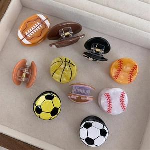 Set de pinzas geométricas para el pelo con motivos de fútbol, baloncesto y béisbol