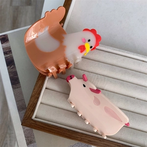 Creative Animal Cellulose Acetate Hair Claw Clips Cute Hen Pink Pig Shaped Non-Slip Hair Clamps Fashion Hair Accessories