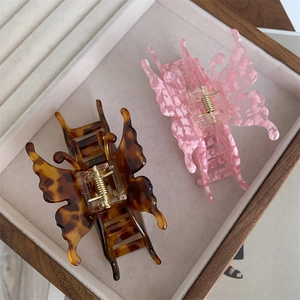 Pince à Cheveux Papillon 3D Vintage Français en Acétate de Cellulose Motif Marbre Élégant Fait à la Main Accessoire Femme