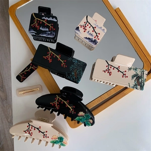 Ensemble de pinces à cheveux élégantes en acétate avec motifs floraux et strass brillants