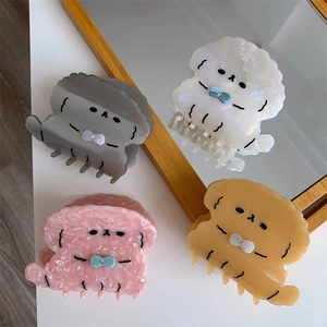 Cartoon Hond Vorm Acetaat Haarklem Met Strass Strik Zoete Puppy Haarklem Voor Vrouwen Meisjes Haaraccessoires