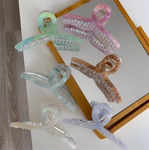 Minimalist Large Acrylic Marble Hair Claw Clip For Thick Hair Strong Hold Double Layered Thickened Shark Clip Hair Accessories Women