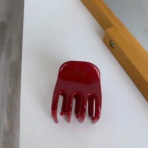 French style dark red acetate hair claw clip with gold Barrette La France lettering