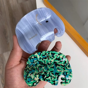 Creative elephant-shaped acetate hair claw clips with marble and floral patterns