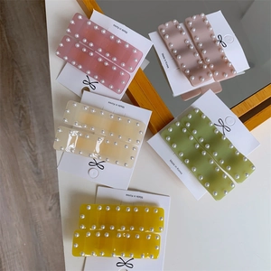 Barrettes à cheveux rectangulaires à perles en acrylique coloré pour femmes et filles