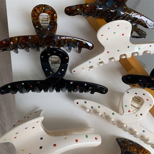 Pince à cheveux de luxe en acétate avec strass colorés en plusieurs couleurs