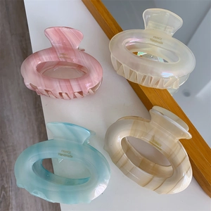 Lot de pinces à cheveux élégantes en acétate marbré rose bleu blanc et beige tendance 2024