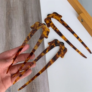 Dachshund Dog Shape Tortoiseshell Hair Fork Acetate U Shaped Hair Stick For Women Long Hair Styling Jewelry Accessory