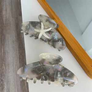Starfish acetate shark hair claw clips with marble texture for thick hair accessories