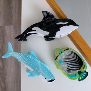 Ocean Animal Acetate Hair Claw Clips Creative Dolphin Shark Tropical Fish Shape Hair Accessories For Women Daily Styling