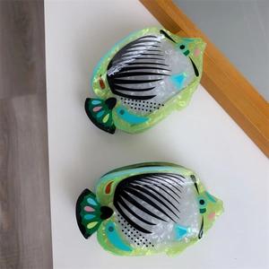Creative ocean-themed acetate hair clips with tropical fish design in vibrant colors