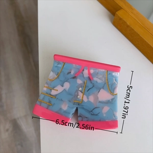 Creative shorts-shaped acetate hair claw clip with blue and pink marble texture details
