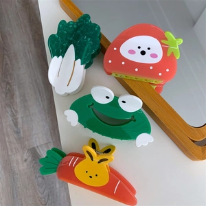 Cute Cartoon Acetate Hair Claw Clip Strawberry Cabbage Carrot Rabbit Shape Sweet Styling Hair Accessories For Women Girls