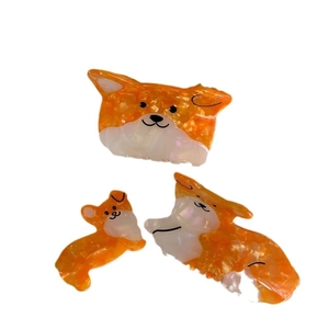 Σετ 3 τεμαχίων Corgi κλάμερ μαλλιών από οξική κυτταρίνη με μάρμαρο υφή πορτοκαλί-λευκό