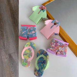 Niche Creative Acetate Hair Claw Clip Shirt Shorts Flip Flop Shape Fresh Color Rhinestone Inlaid Hair Accessory For Women