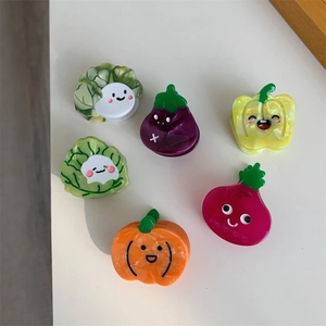 Set de pinzas para el cabello de acetato con diseños creativos de verduras variadas