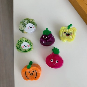 Set de pinzas para el cabello de acetato con diseños creativos de calabaza y rábano