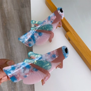 Grasshopper Shape Cellulose Acetate Hair Claw Clip Colorful Marble Texture Insect Hair Clamp Fashion Accessory For Women