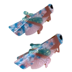 Creative acetate grasshopper shaped hair claw clips with colorful marble pattern