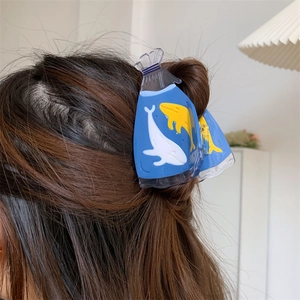 Transparent whale pattern hair claw clip for women creative marine style hair accessory