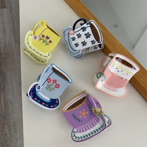 Chic coffee cup shaped acrylic floral hair claws in five vibrant colors for women