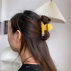 Creative yellow pencil shaped hair claw clip for women stylish acetate hair accessory
