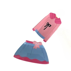 Haut à ruban rose et jupe bleue style dessin animé pour accessoires DIY de filles