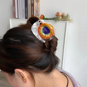 Pince à cheveux créative en forme d'escargot en acétate avec motif mosaïque coloré