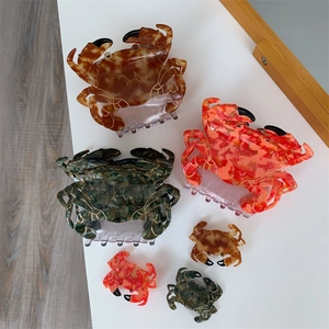 Pince Crabe Créative en Forme de Crabe pour Femmes Acétate de Cellulose Texture de Marbre Barrette à Cheveux Animale Accessoires de Mode