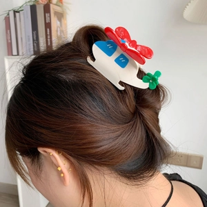 Pinces à Cheveux Crabe de Dessin Animé Éléphant Pastèque Hélicoptère en Acétate Forme d'Animal Douce pour Femmes et Filles