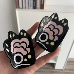 Cute Acetate Bear Paw Hair Claw Clip Glossy Black Animal Shape Hair Accessory For Women Girls Vintage Style Shark Clip