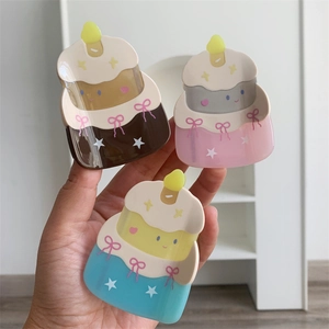Sweet acetate birthday cake hair claw clips with bow and candle details for women
