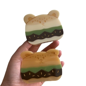 Pinza para el pelo con forma de hamburguesa de oso y diseño creativo de capas