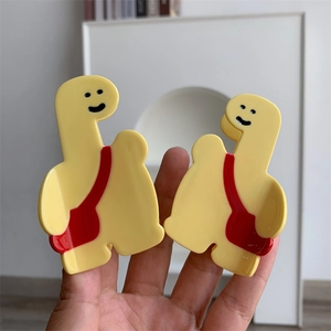 Mignonne Pince à Cheveux Crabe en Acétate Dinosaure Jaune Avec Sac à Dos Rouge Pince Requin Animal Dessin Animé pour Femmes Filles