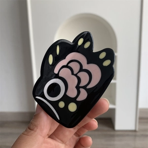 Unique creative black and pink fish shaped acetate hair claw clip with glossy finish