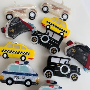 Creative acetate hair claws in taxi bus and police car shapes for women styling