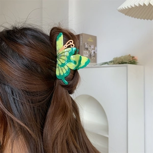 Acetate Butterfly Hair Claw Clip Yellow Green Gradient Glitter Handmade Hair Accessories For Women Stylish Hair Clip