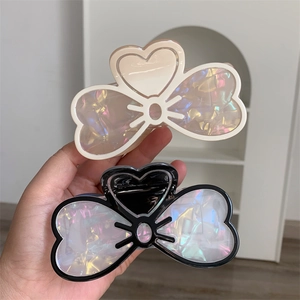 Pince à Cheveux Nœud en Acétate Iridescent Grande Pince Requin en Acrylique Nacré pour Femme Accessoire de Coiffure