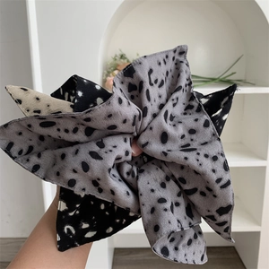 Retro polka dot oversized chiffon hair scrunchie with patchwork artistic patterns